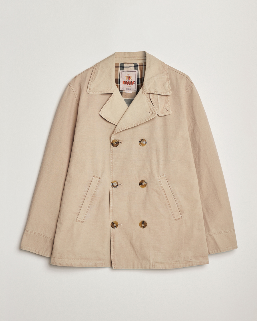 Uomini | Giacche | Baracuta | Garment Dyed Canvas Peacoat British Khaki