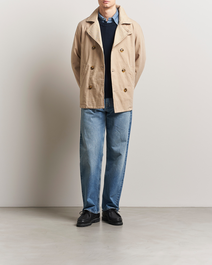 Uomini | Giacche | Baracuta | Garment Dyed Canvas Peacoat British Khaki