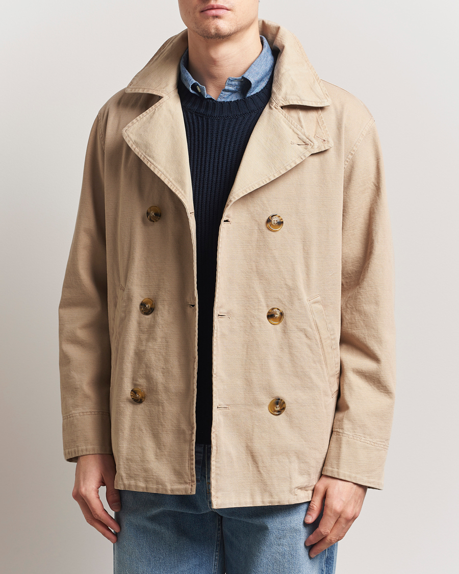 Uomini | Giacche | Baracuta | Garment Dyed Canvas Peacoat British Khaki