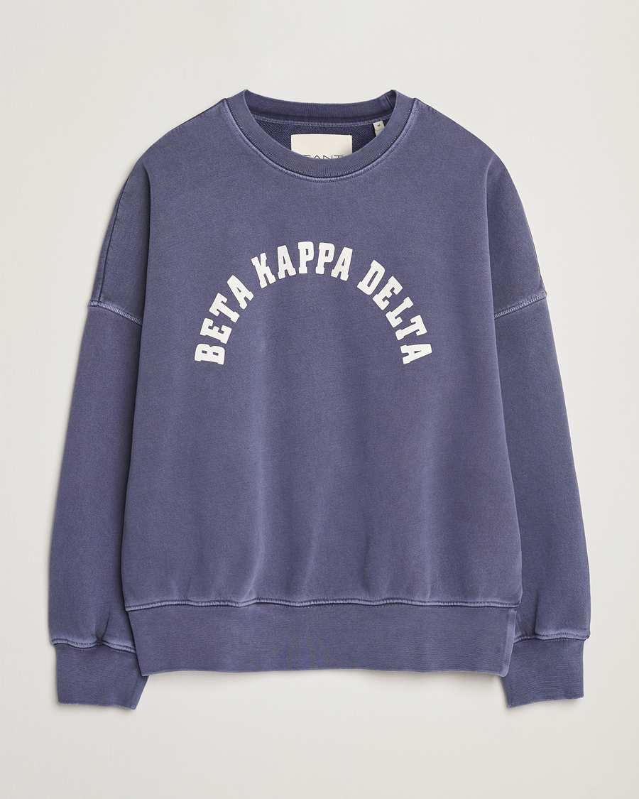 Uomini | Maglieria | GANT 240 Mulberry Street | Graphic Crew Neck Sweatshirt Dusty Blue Sea