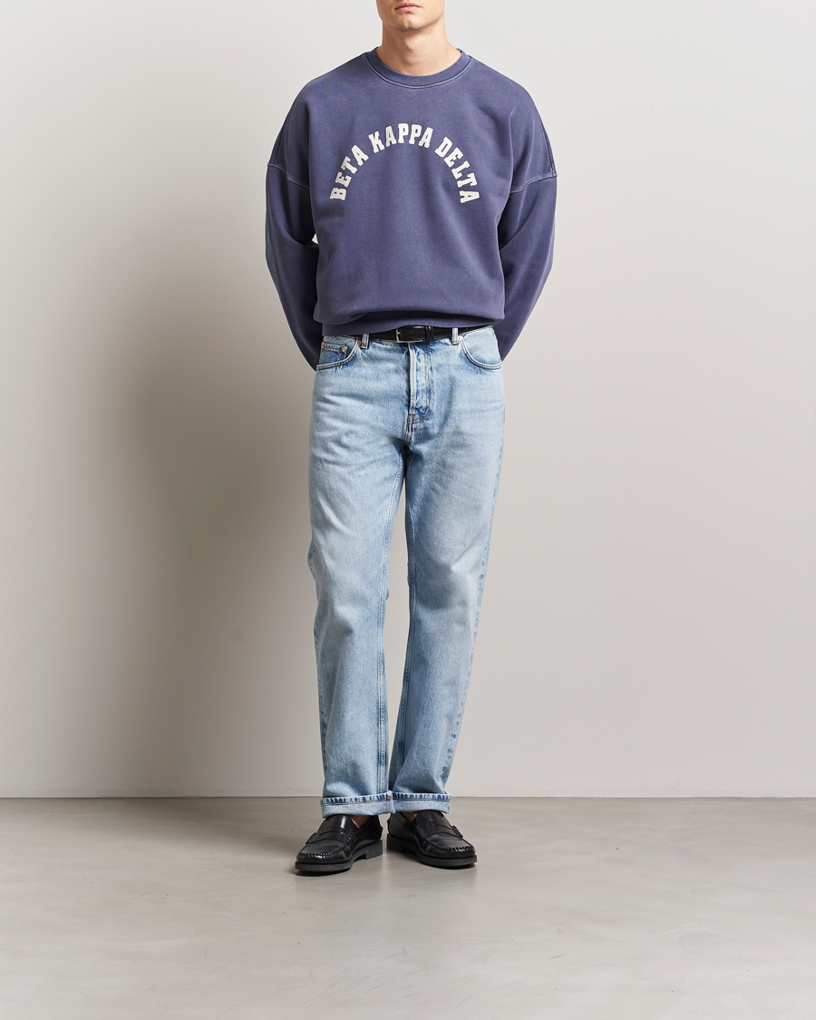 Uomini | Maglieria | GANT 240 Mulberry Street | Graphic Crew Neck Sweatshirt Dusty Blue Sea