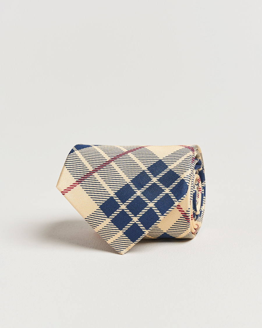 Uomini | GANT 240 Mulberry Street Printed Check Silk Tie Dusty Light Yellow | GANT 240 Mulberry Street | Printed Check Silk Tie Dusty Light Yellow