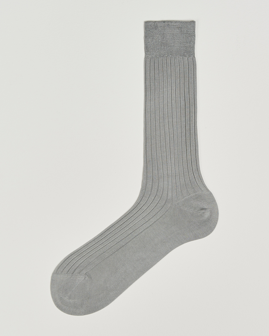 Uomini | Biancheria intima | Bresciani | Cotton Ribbed Short Socks Light Grey Melange