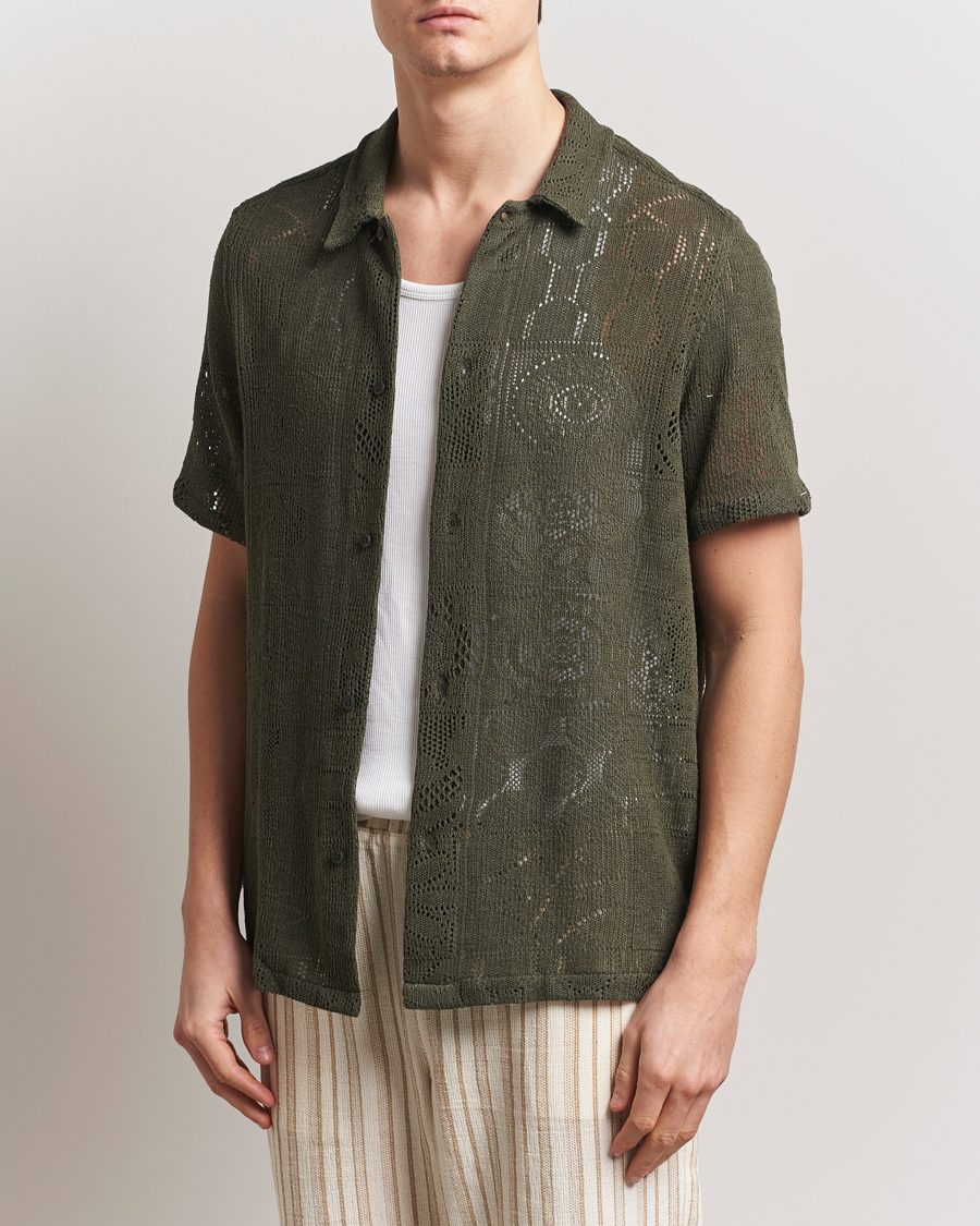 Uomini | Camicie | LES DEUX | Hector Lace Short Sleeve Shirt Green