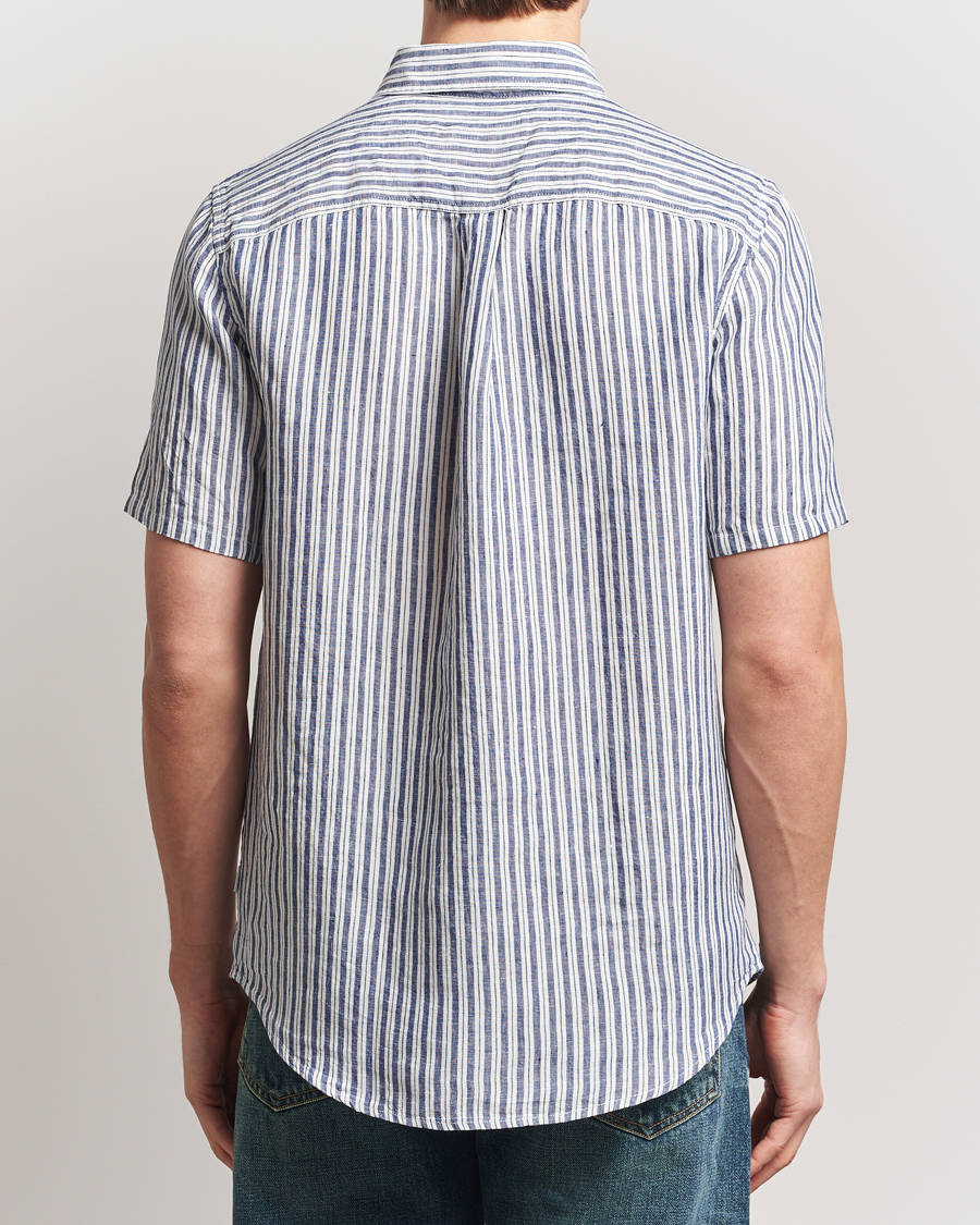 Uomini | Camicie | LES DEUX | Kris Linen Short Sleeve Shirt Ivory/Blueprint