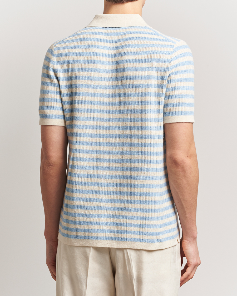 Uomini | Polo | Tiger of Sweden | Erros Knitted Striped Polo Light Blue
