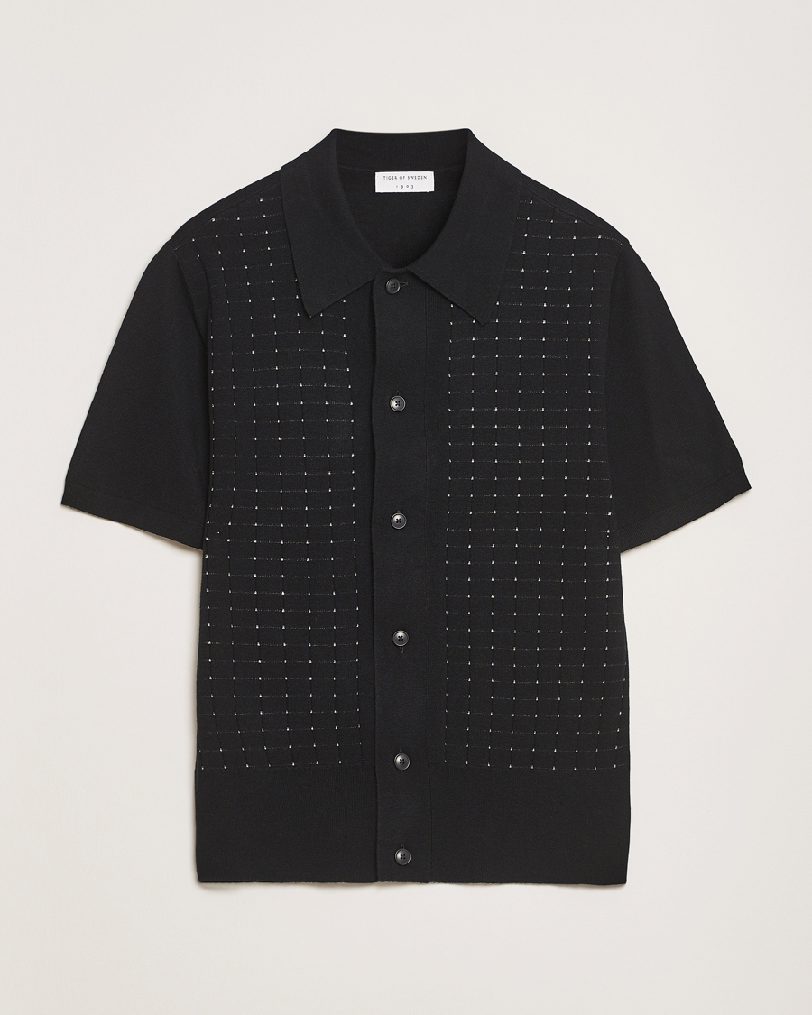 Uomini | Camicie | Tiger of Sweden | Araawen Knitted Short Sleeve Shirt Black