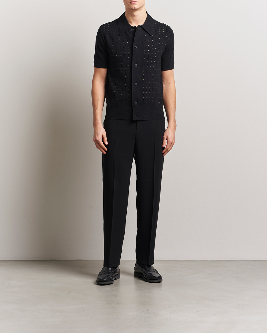 Uomini | Camicie | Tiger of Sweden | Araawen Knitted Short Sleeve Shirt Black