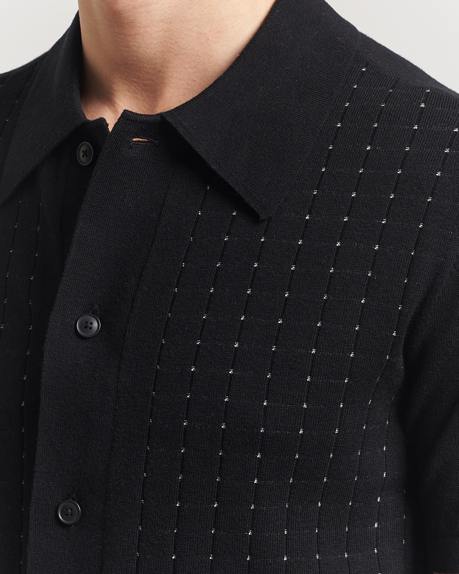 Uomini | Camicie | Tiger of Sweden | Araawen Knitted Short Sleeve Shirt Black