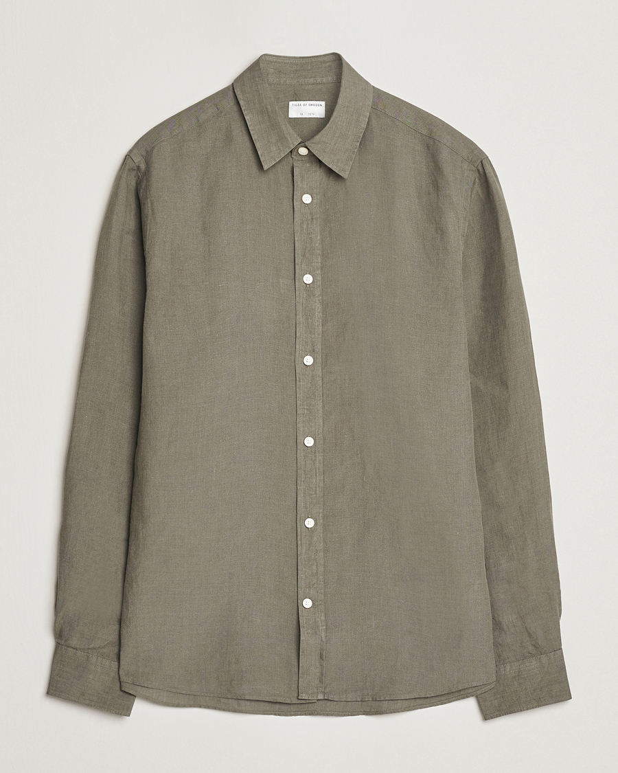 Uomini | Camicie | Tiger of Sweden | Spenser Linen Shirt Thyme Green