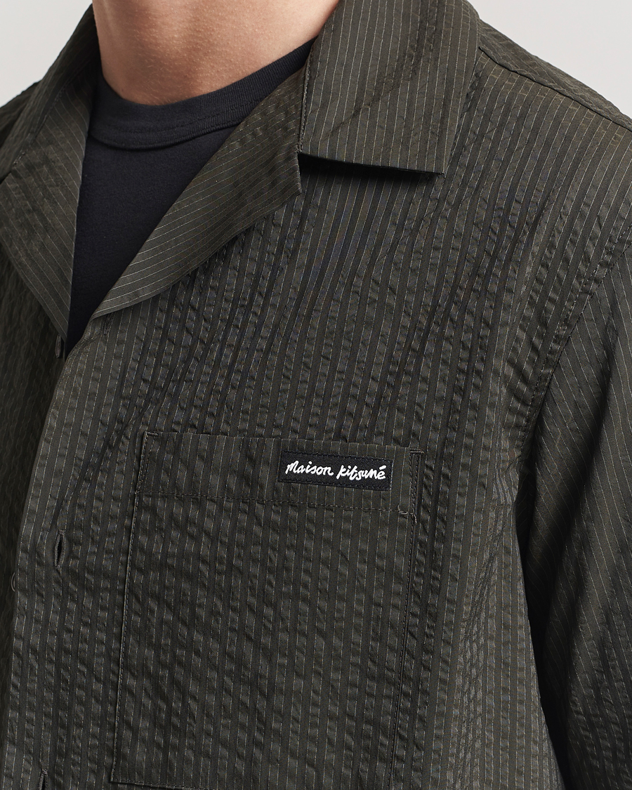 Uomini | Camicie | Maison Kitsuné | Resort Seersucker Short Sleeve Shirt Ranger Green