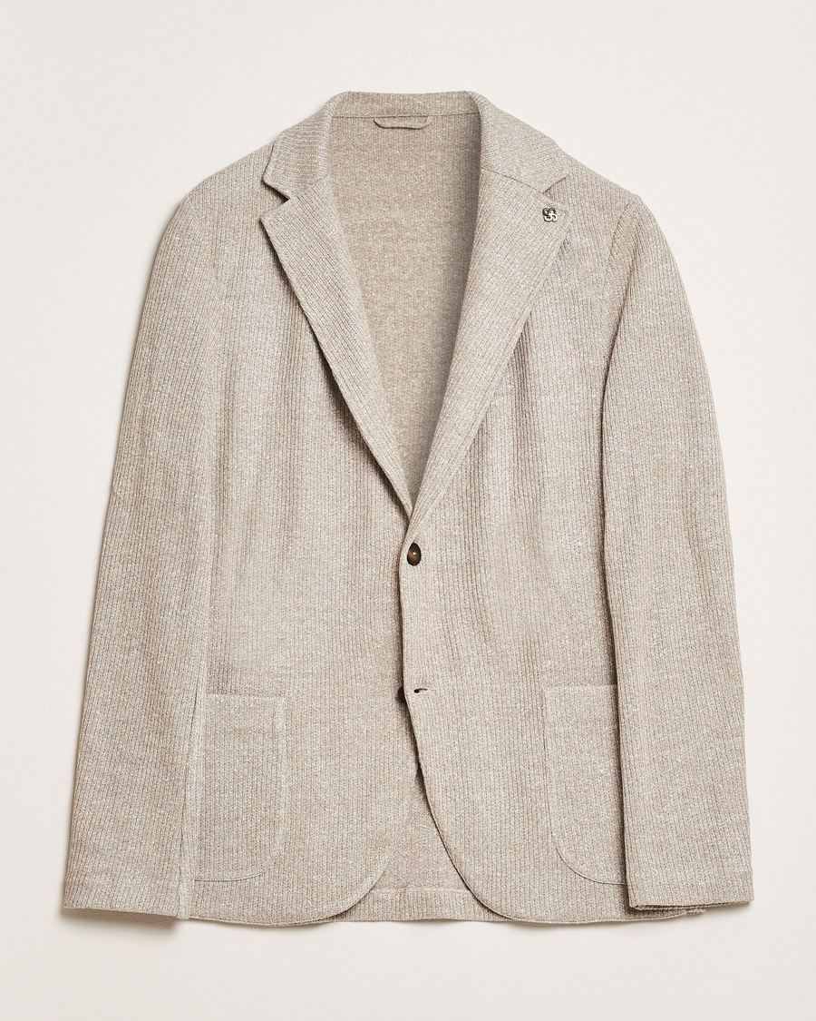 Uomini | Blazers | Gran Sasso | Linen/Cotton Knitted Blazer Beige Melange