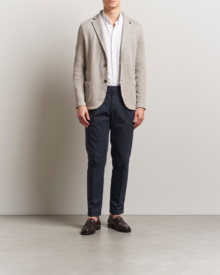 Uomini | Blazers | Gran Sasso | Linen/Cotton Knitted Blazer Beige Melange