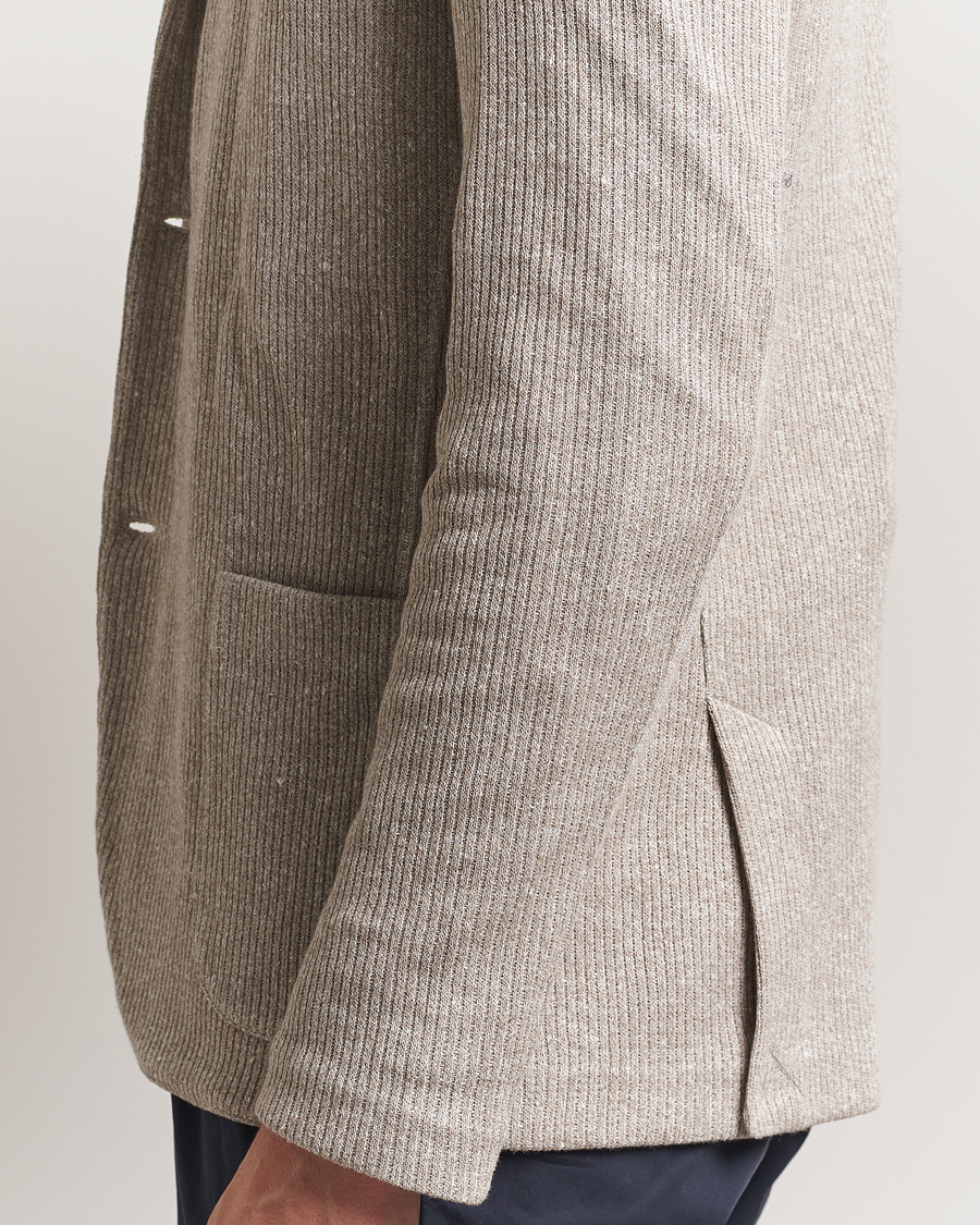 Uomini | Blazers | Gran Sasso | Linen/Cotton Knitted Blazer Beige Melange