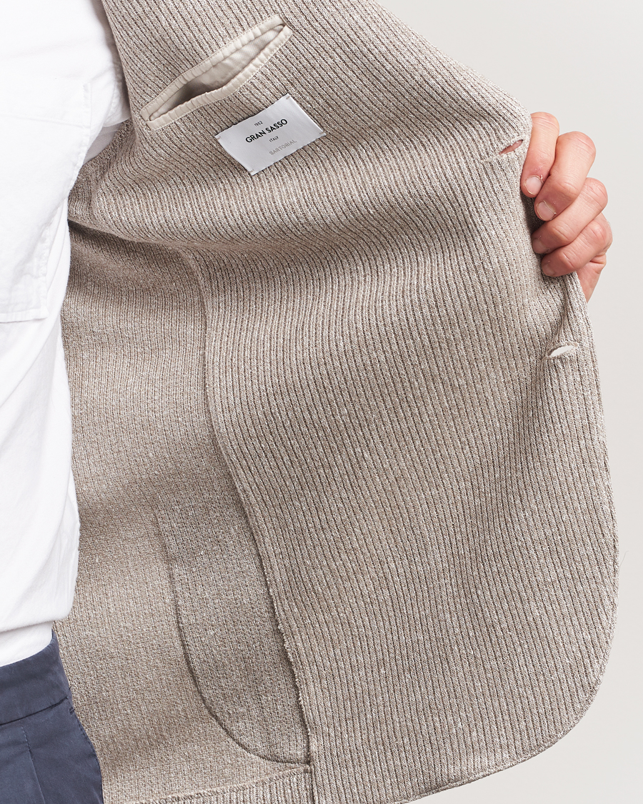 Uomini | Blazers | Gran Sasso | Linen/Cotton Knitted Blazer Beige Melange