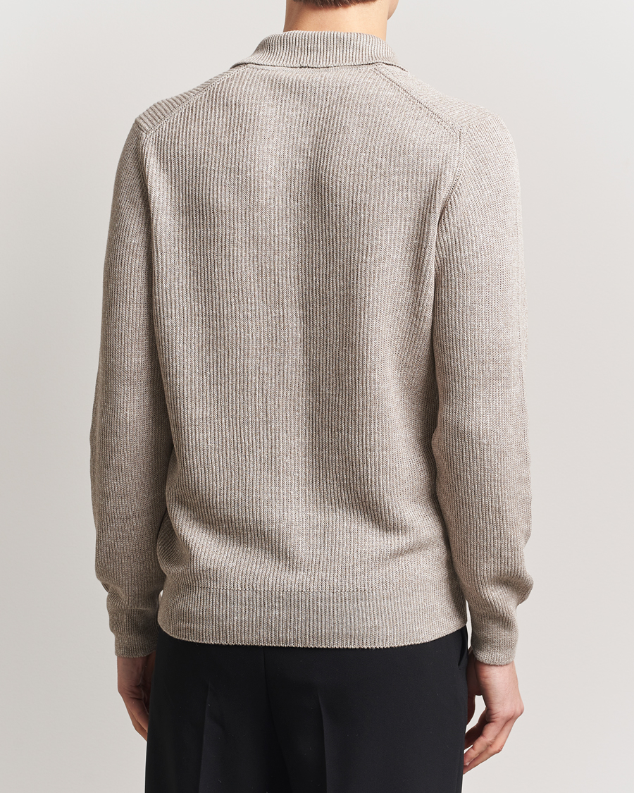 Uomini | Maglieria | Gran Sasso | Linen/Cotton Open Collar Knitted Polo Beige Melange