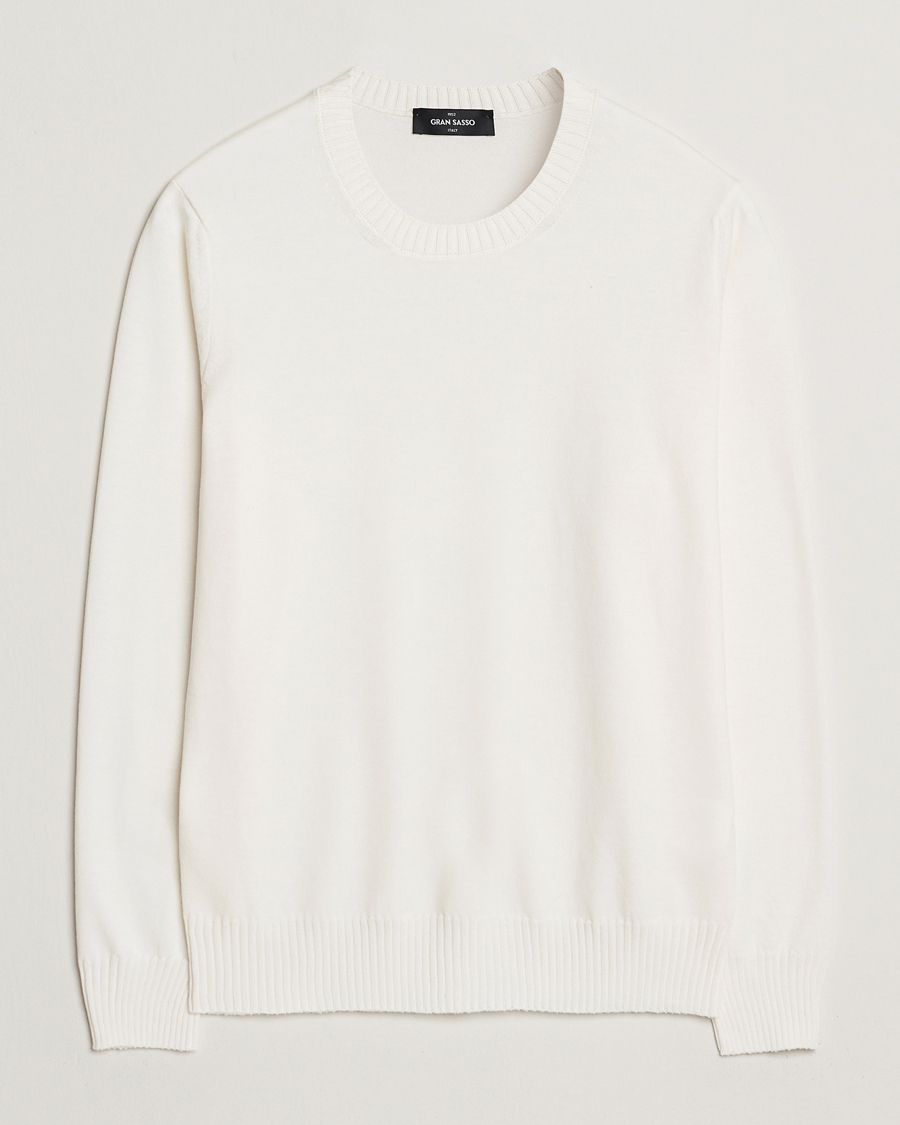 Uomini | Maglieria | Gran Sasso | Cotton/Cashmere Knitted Crew Neck Sweater Cream Melange