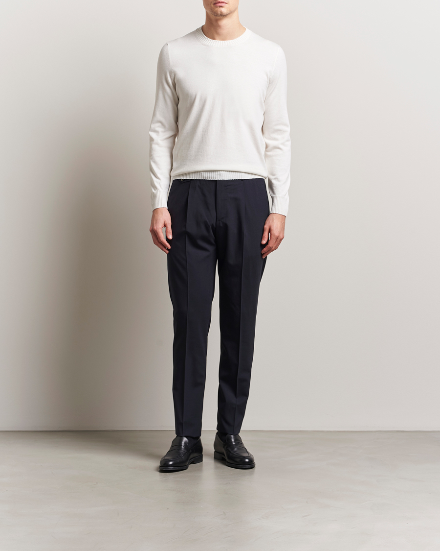 Uomini | Maglieria | Gran Sasso | Cotton/Cashmere Knitted Crew Neck Sweater Cream Melange