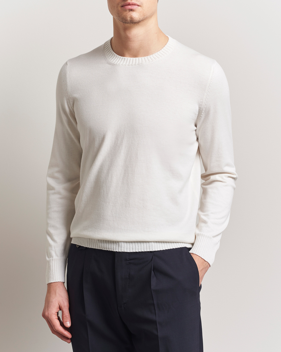 Uomini | Maglieria | Gran Sasso | Cotton/Cashmere Knitted Crew Neck Sweater Cream Melange