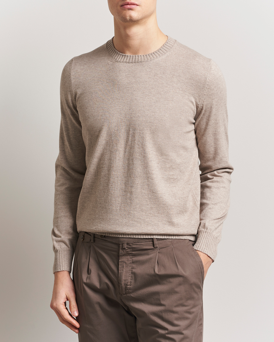 Uomini | Maglieria | Gran Sasso | Cotton/Cashmere Knitted Crew Neck Sweater Beige Melange