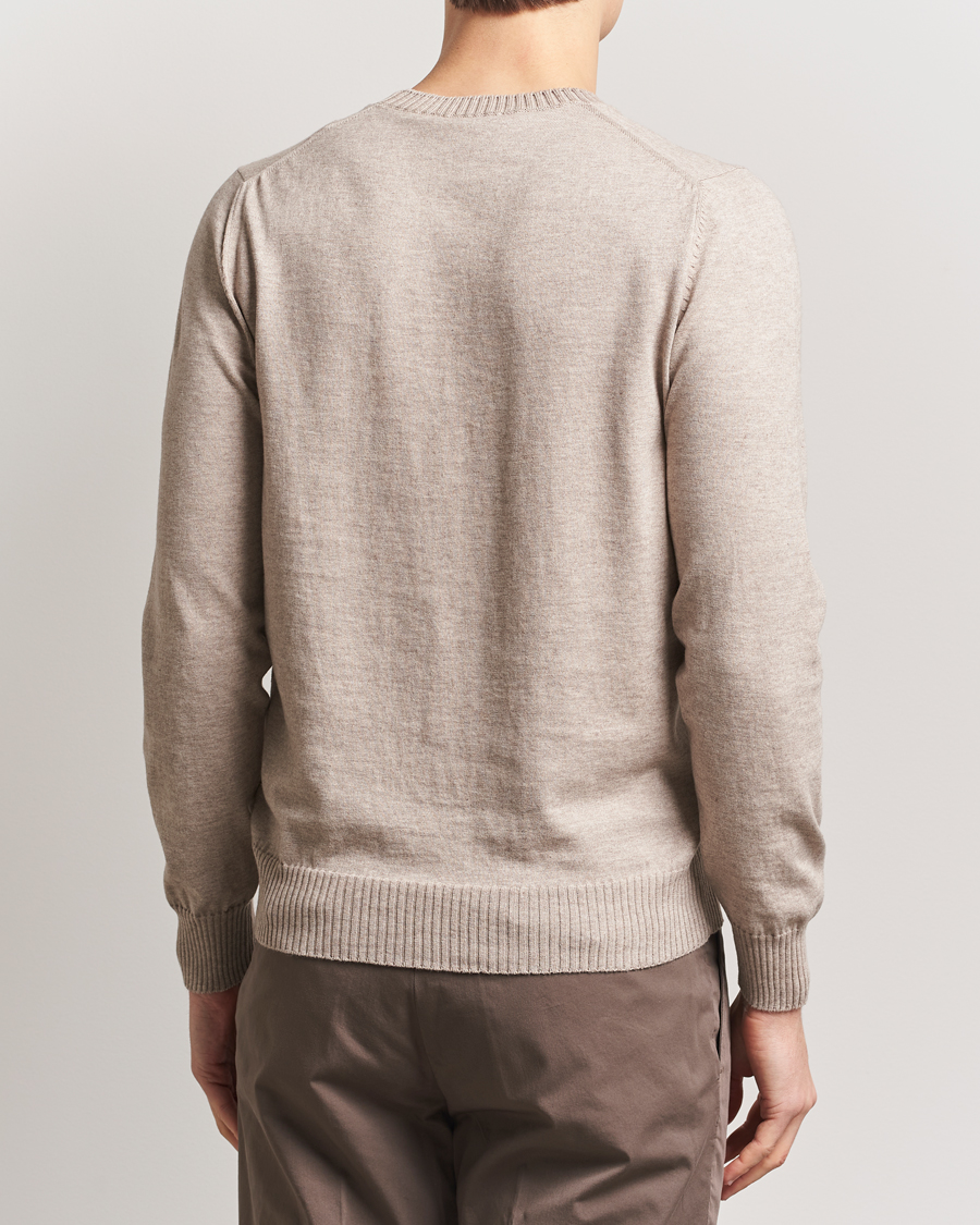 Uomini | Maglieria | Gran Sasso | Cotton/Cashmere Knitted Crew Neck Sweater Beige Melange