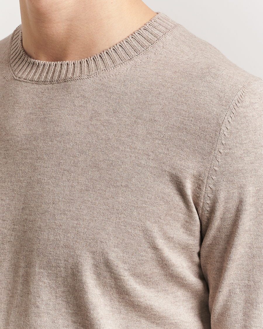 Uomini | Maglieria | Gran Sasso | Cotton/Cashmere Knitted Crew Neck Sweater Beige Melange
