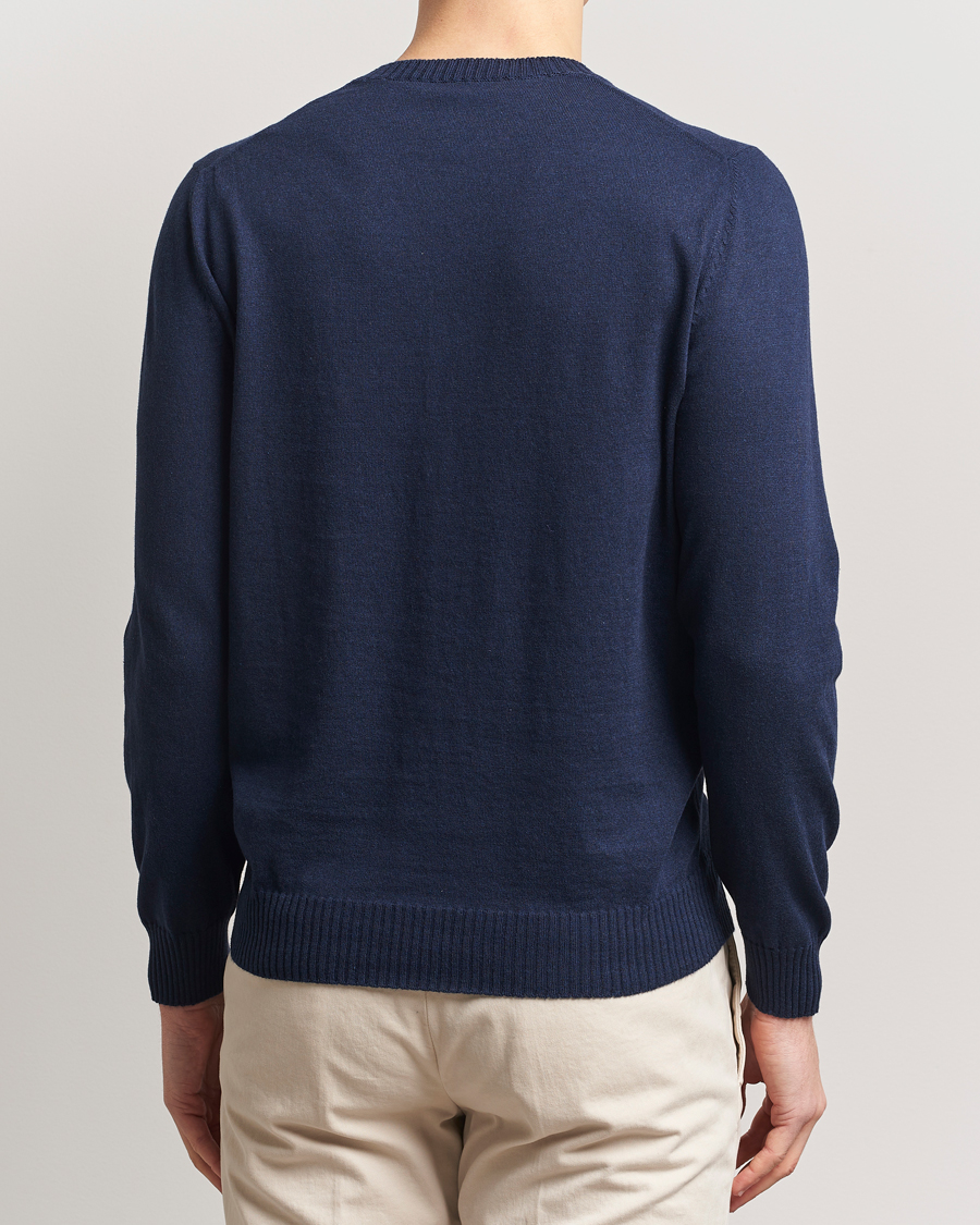 Uomini | Maglieria | Gran Sasso | Cotton/Cashmere Knitted Crew Neck Sweater Navy Melange
