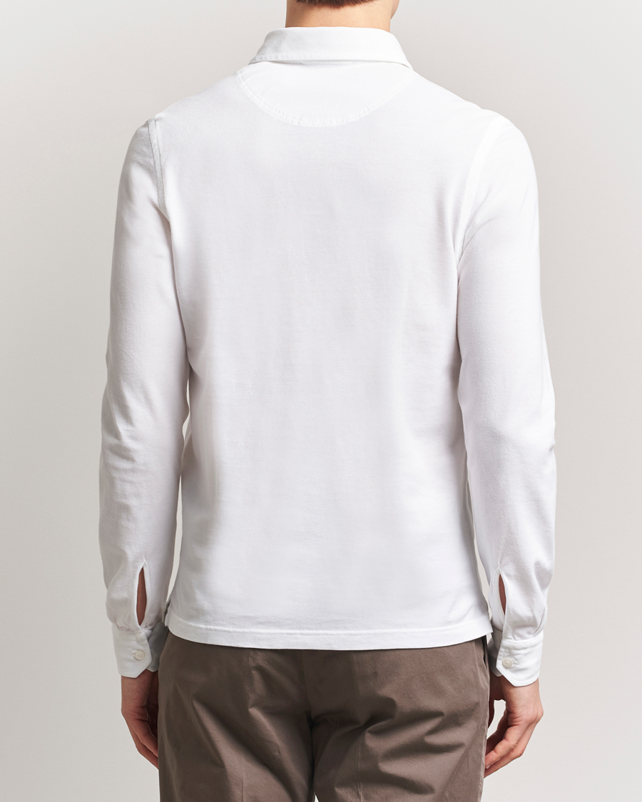 Uomini | Polo | Gran Sasso | Washed Long Sleeve Polo White