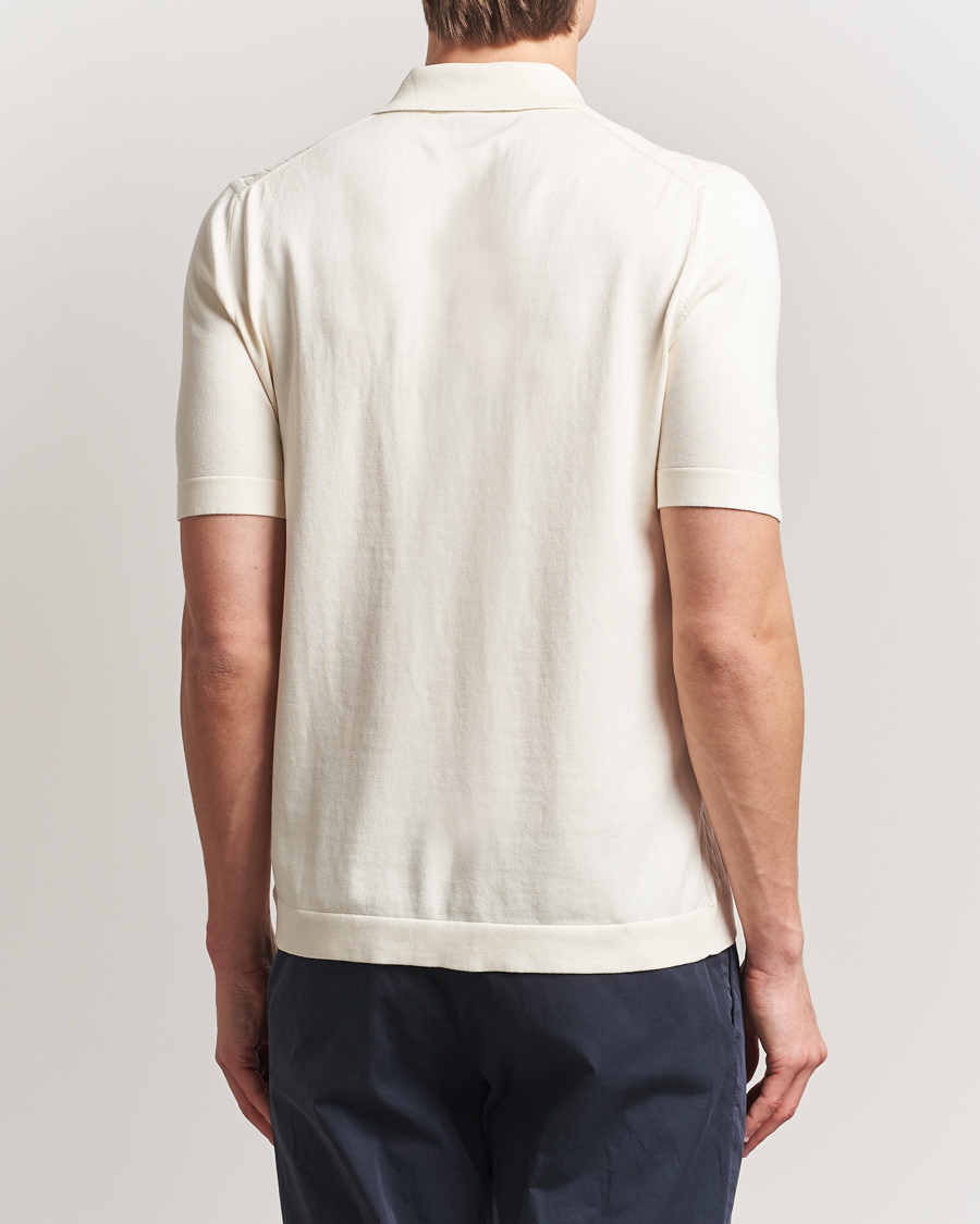 Uomini | Camicie | Gran Sasso | Cotton Cable Knitted Short Sleeve Shirt Cream
