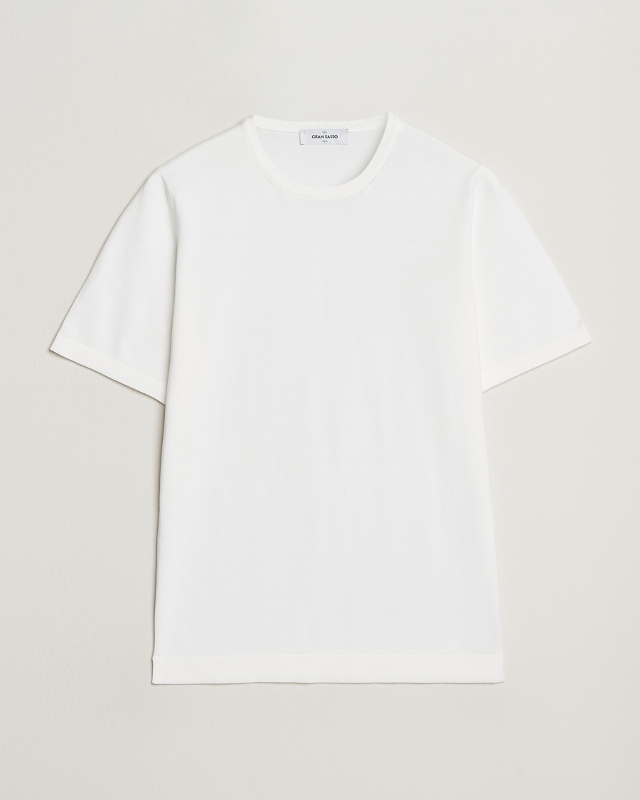 Uomini | T-shirt | Gran Sasso | Cotton Knitted Crew Neck T-Shirt White
