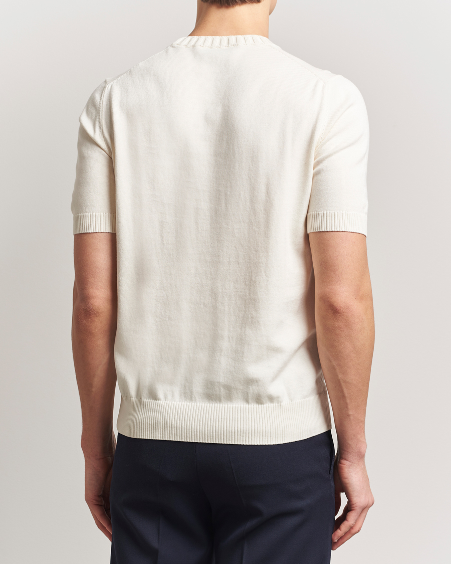 Uomini | T-shirt | Gran Sasso | Cotton Heavy Knitted Crew Neck T-Shirt Cream