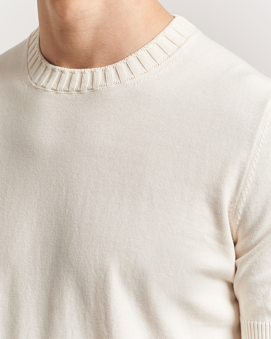 Uomini | T-shirt | Gran Sasso | Cotton Heavy Knitted Crew Neck T-Shirt Cream