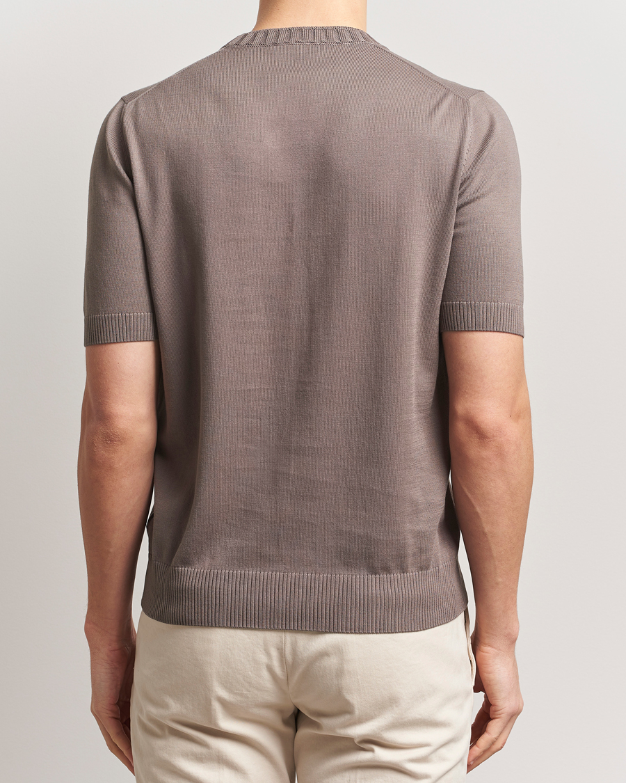 Uomini | T-shirt | Gran Sasso | Cotton Heavy Knitted Crew Neck T-Shirt Brown