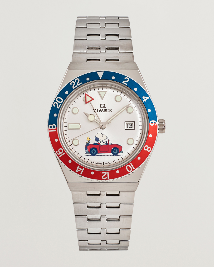 Uomini | Timex Timex X Peanuts Q GMT Snoopy 38mm Silver Dial | Timex | X Peanuts Q GMT Snoopy 38mm Silver Dial