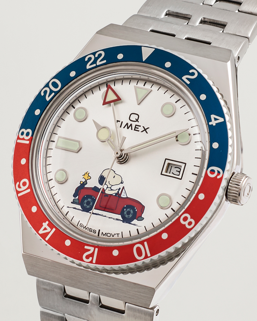 Uomini | Timex Timex X Peanuts Q GMT Snoopy 38mm Silver Dial | Timex | X Peanuts Q GMT Snoopy 38mm Silver Dial