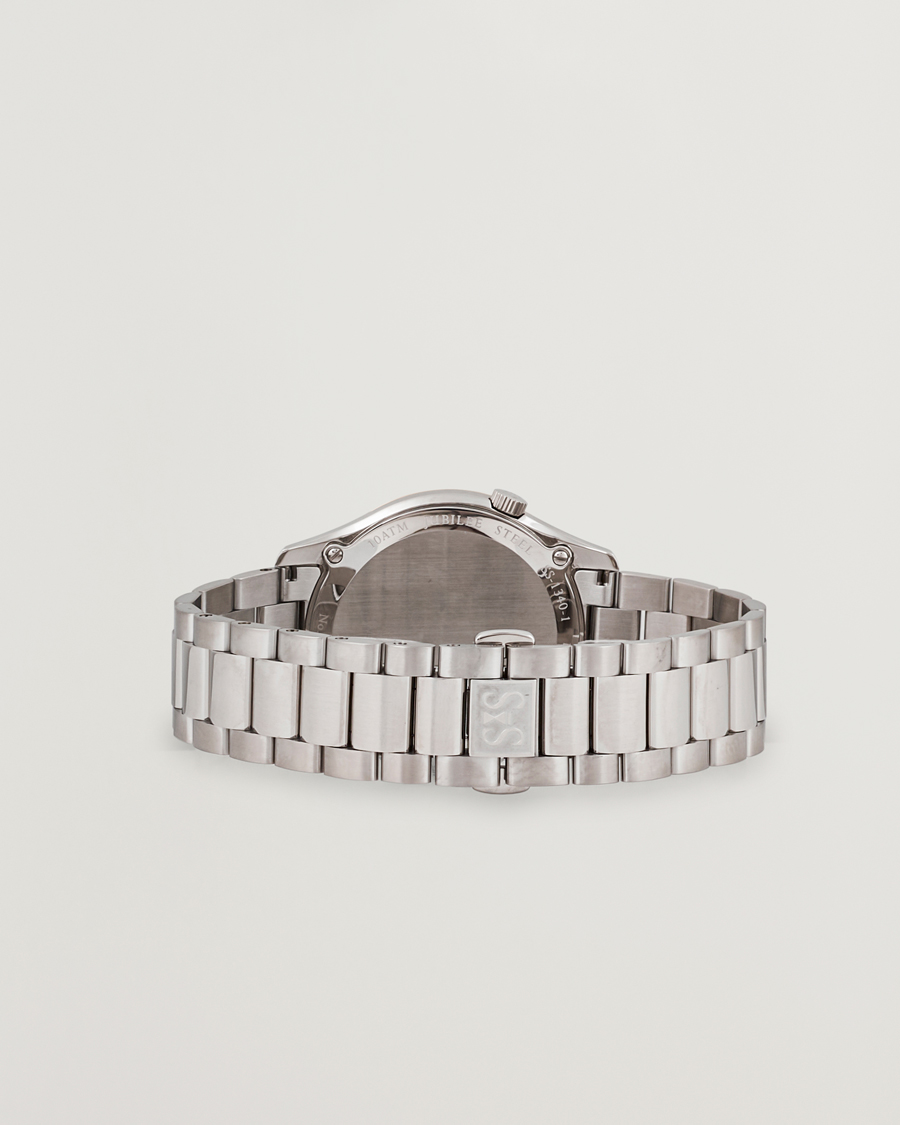 Uomini | Sjöö Sandström Jubilee Steel Quartz 40mm Gold Bezel White/Steel | Sjöö Sandström | Jubilee Steel Quartz 40mm Gold Bezel White/Steel