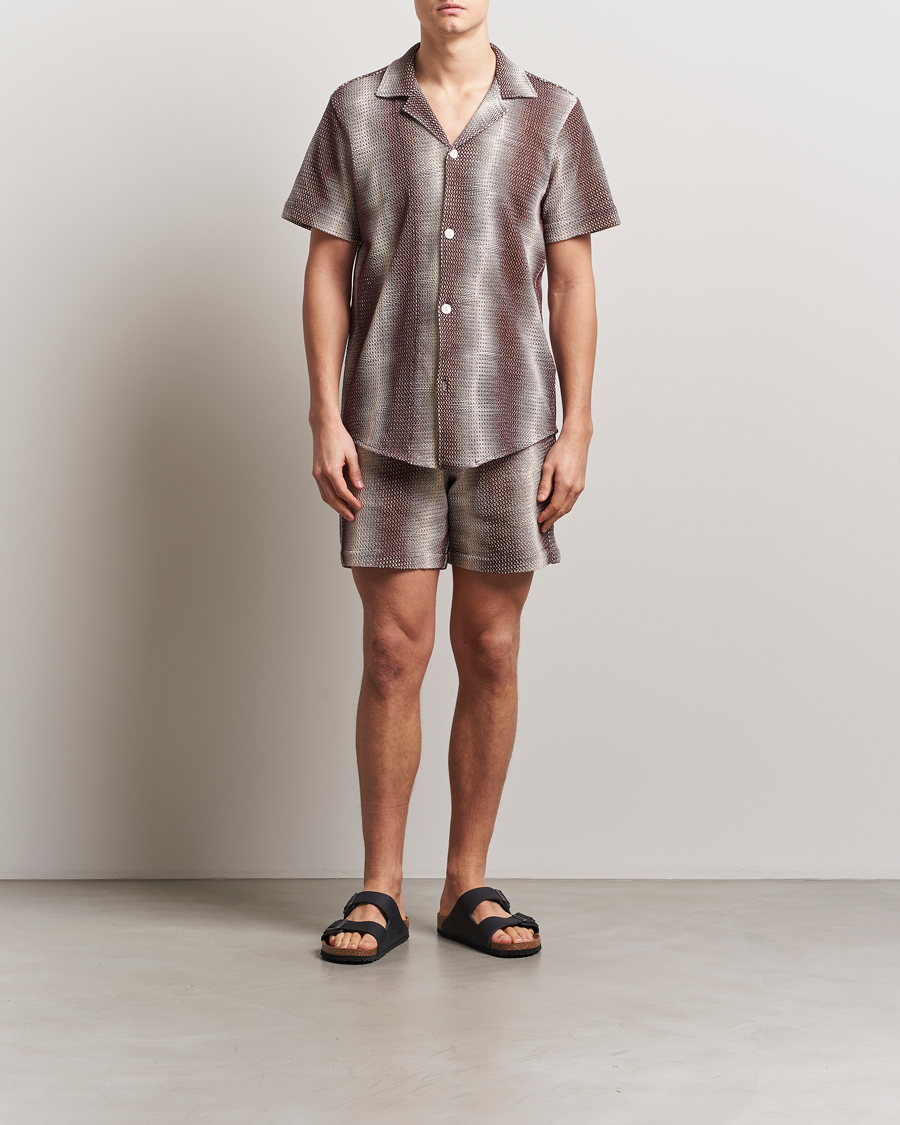 Uomini | Camicie | OAS | Short Sleeve Cuba Net Shirt Merlot Echo