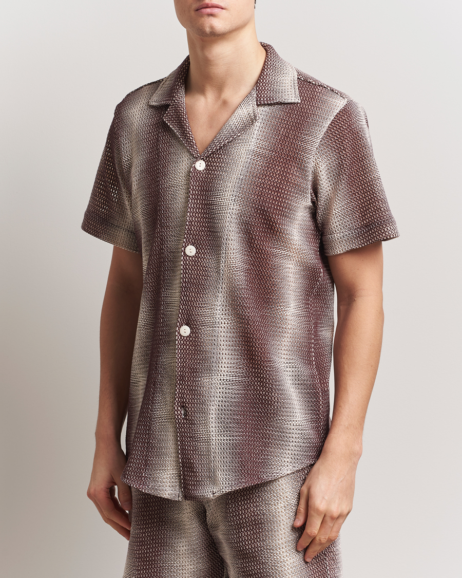 Uomini | Camicie | OAS | Short Sleeve Cuba Net Shirt Merlot Echo