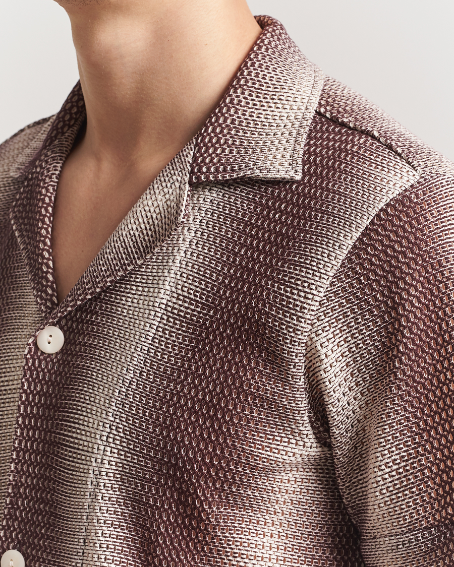 Uomini | Camicie | OAS | Short Sleeve Cuba Net Shirt Merlot Echo
