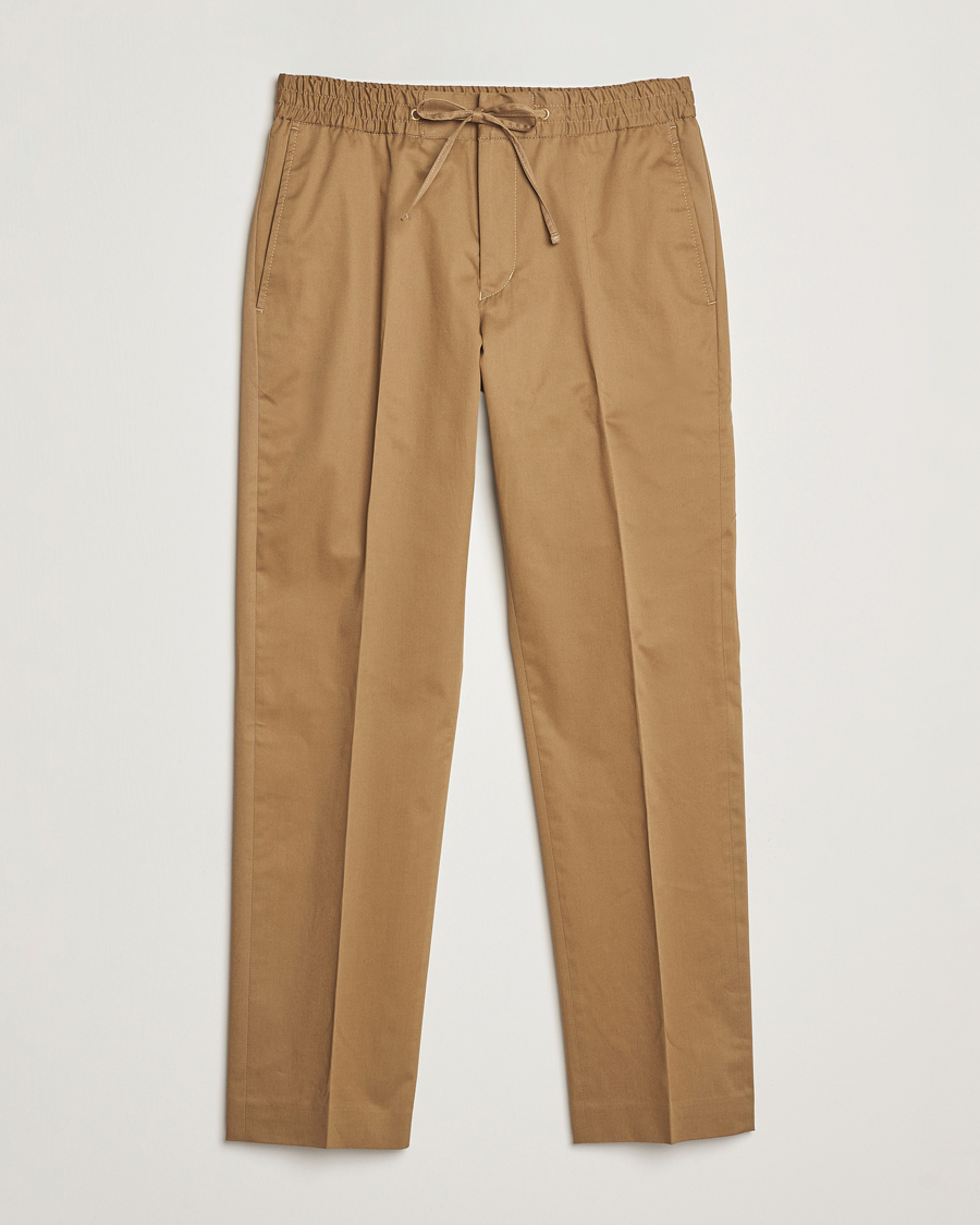 Uomini | Pantaloni | Tiger of Sweden | Tannen Cotton Drawstring Trousers Beige
