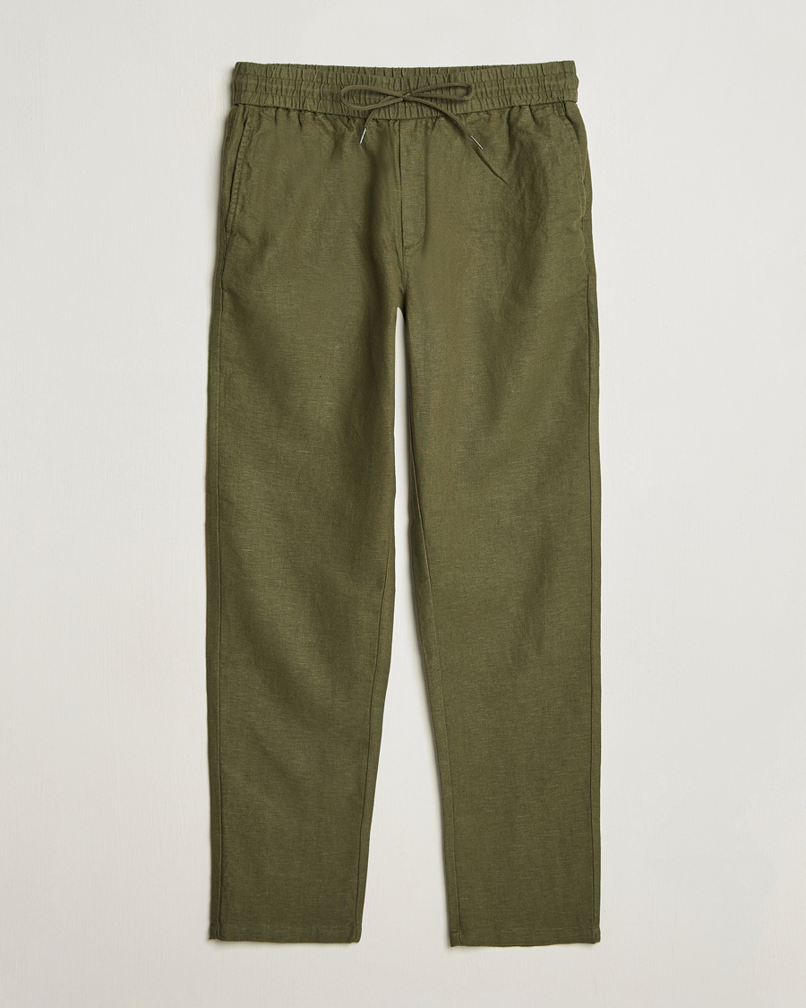 Uomini | Pantaloni | LES DEUX | Patrick Linen Pants Olive Night