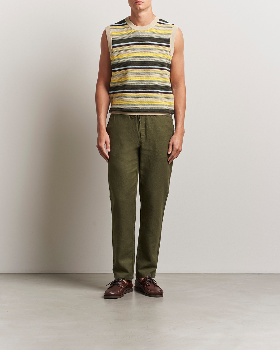 Uomini | Pantaloni | LES DEUX | Patrick Linen Pants Olive Night
