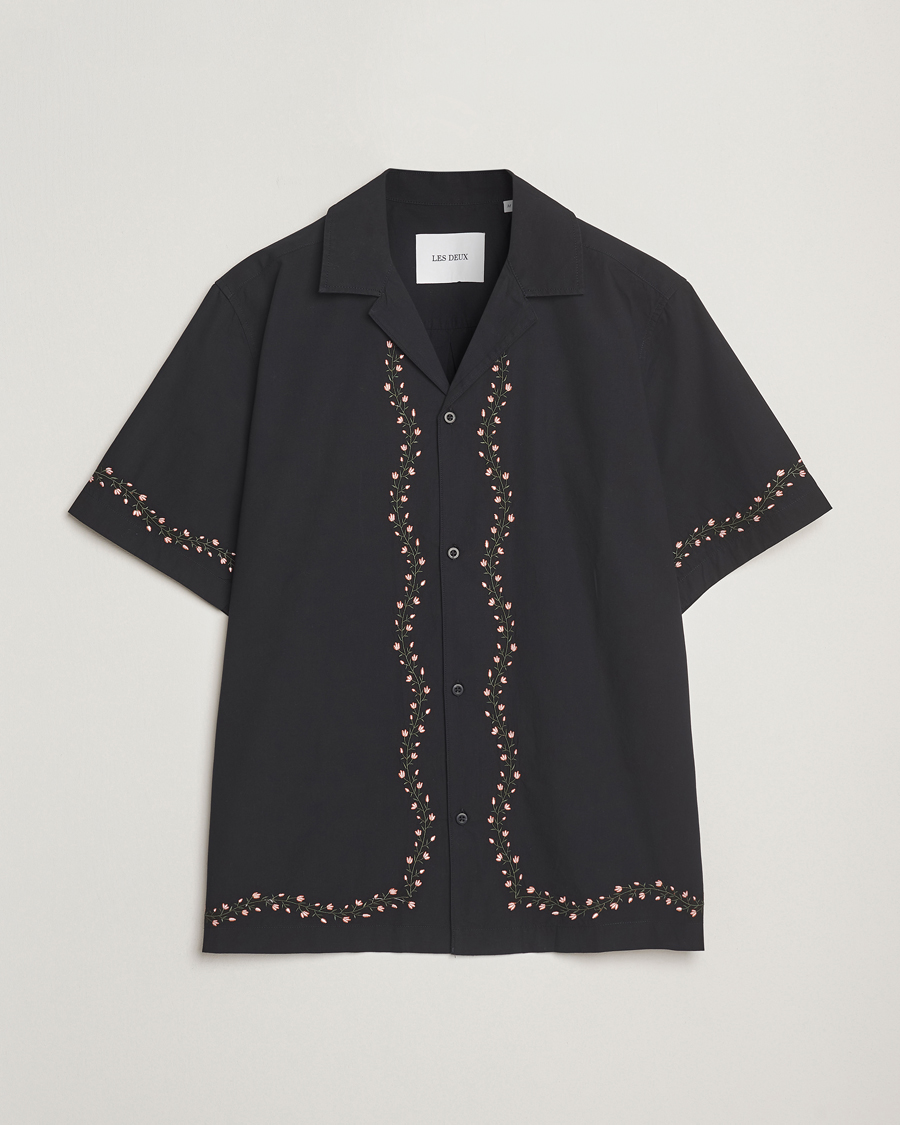 Uomini | Camicie | LES DEUX | Lesley Embroidery Short Sleeve Shirt Black