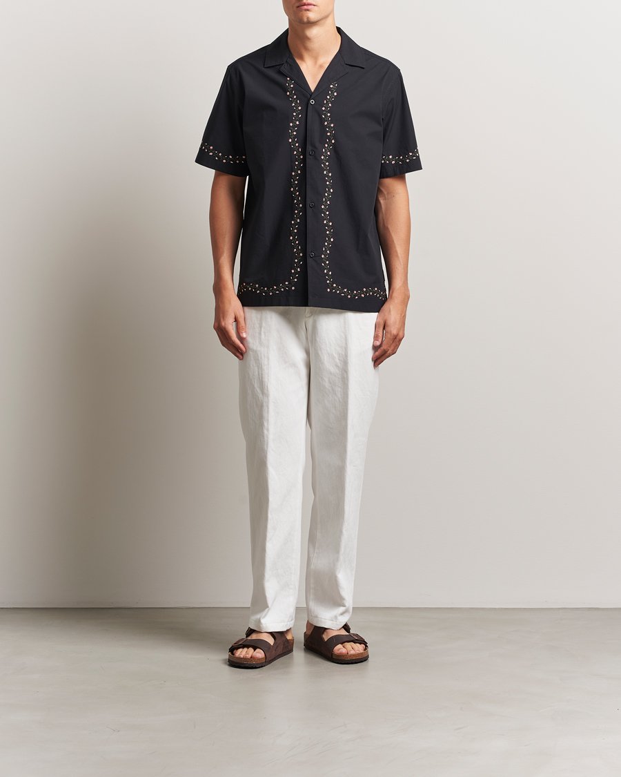 Uomini | Camicie | LES DEUX | Lesley Embroidery Short Sleeve Shirt Black