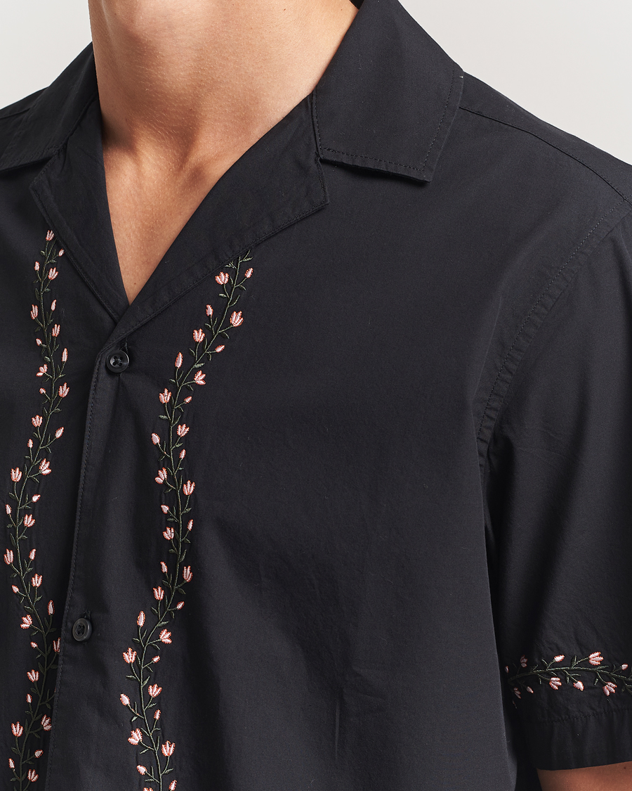 Uomini | Camicie | LES DEUX | Lesley Embroidery Short Sleeve Shirt Black