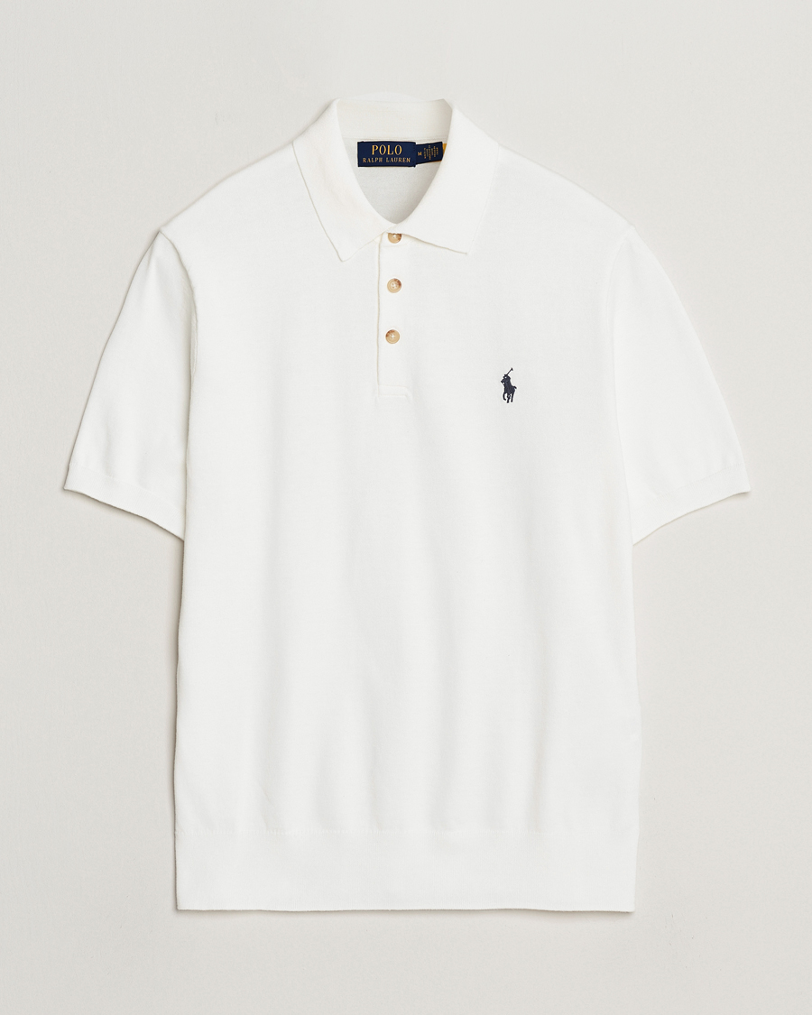 Uomini | Maglieria | Polo Ralph Lauren | Knitted Short Sleeve Polo Deckwash White