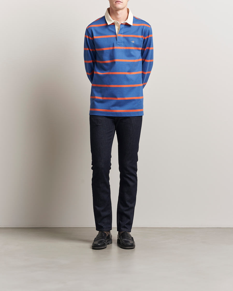 Uomini | Maglieria | GANT | Thin Stripe Heavy Rugger Rich Blue