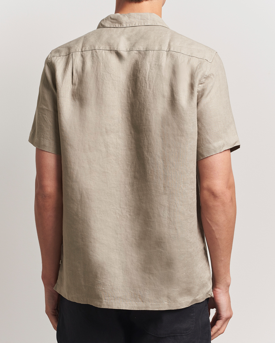 Uomini | Camicie | Samsøe Samsøe | Avan Linen Short Sleeve Shirt Greige