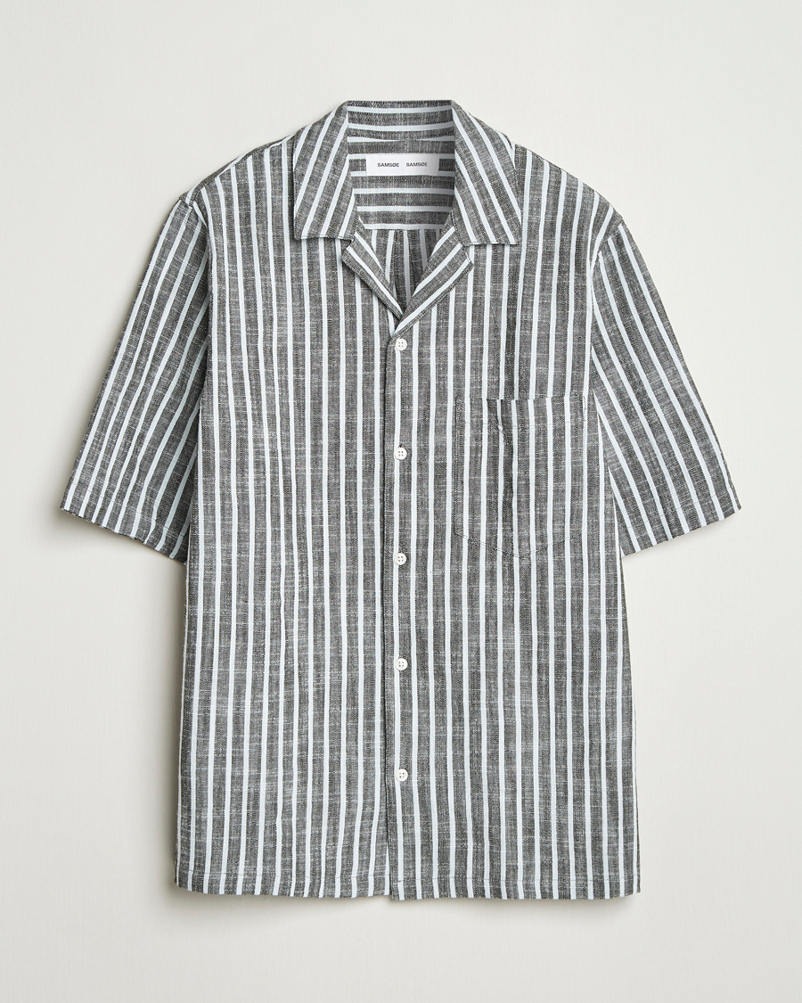 Uomini | Camicie | Samsøe Samsøe | Oscar Striped Short Sleeve Shirt Climbing Ivy