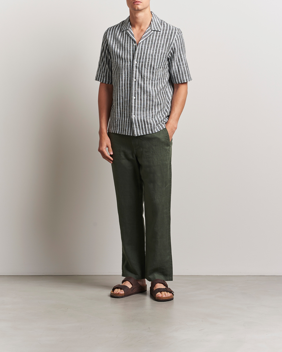 Uomini | Camicie | Samsøe Samsøe | Oscar Striped Short Sleeve Shirt Climbing Ivy